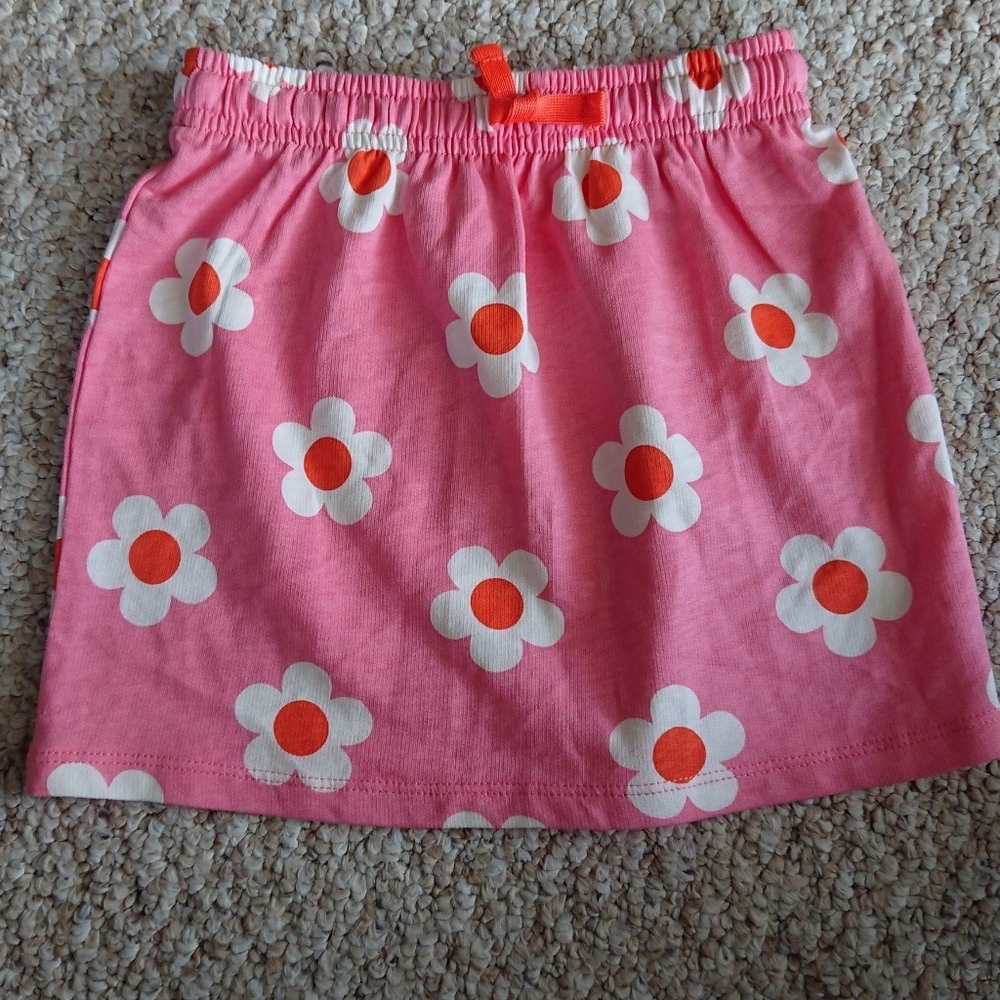 H&M pink orange Daisy Print skirt size 2-4